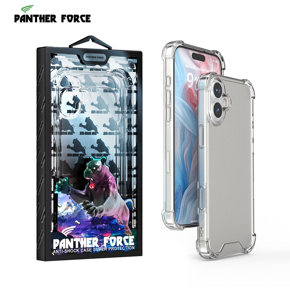 Panther Force Anti-Shock proof clear case for IPhone 16/16e/16Pro/16Plus/16ProMax|Protects all four edges and Both front screen and back Camera lenses|Scratch Resistant| Dust Proof