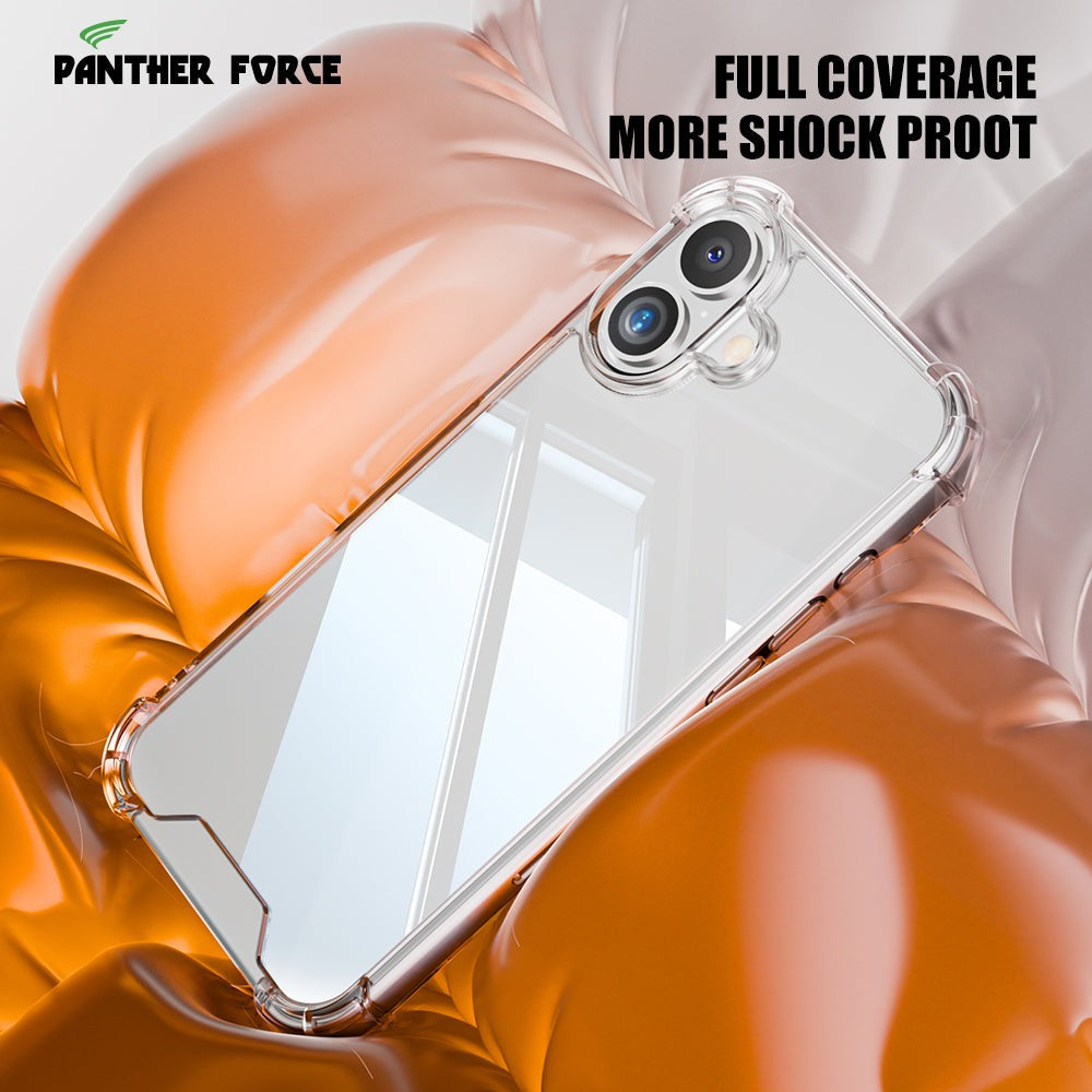 Panther Force Anti-Shock proof clear case for IPhone 16/16e/16Pro/16Plus/16ProMax|Protects all four edges and Both front screen and back Camera lenses|Scratch Resistant| Dust Proof