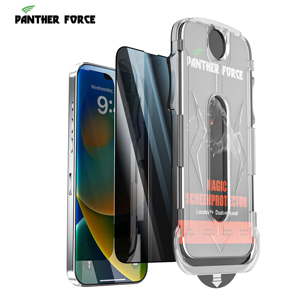 PANTHER FORCE 8K MAGIC GLASS BOX SCREEN PROTECTOR WITH PRIVACY & ALIGNMENT MOUNTING COVER FOR iPHONE X/XS/XR to 16PROMAX