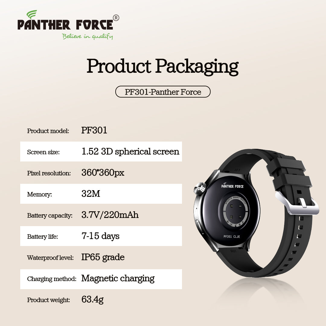 PANTHERFORCE 1.52" 3D Spherical Screen SmartWatch (PF301)