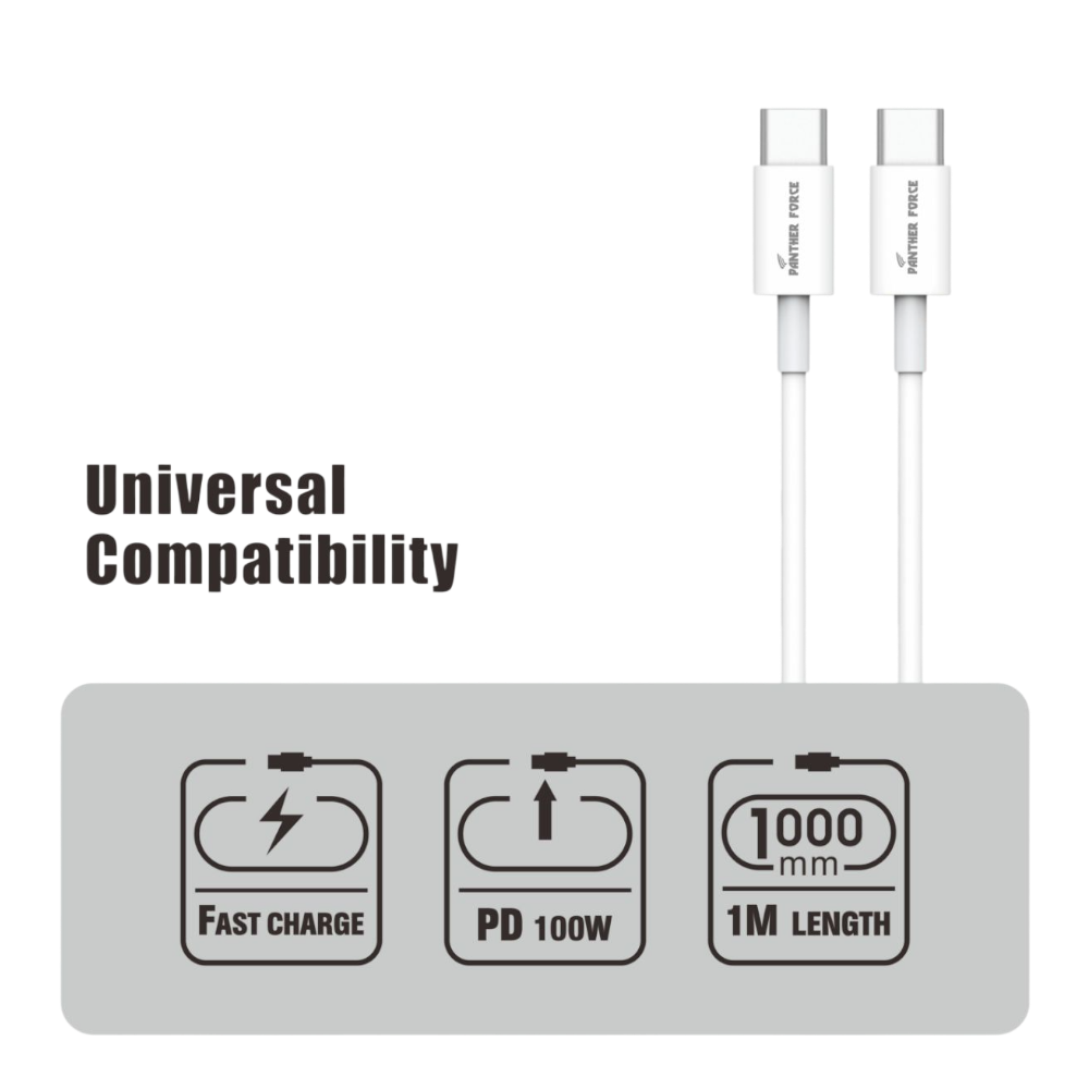 Panther Force C-C Cable Standard - PF191 - Extended Length for Convenient Charging & Syncing of Your Phone