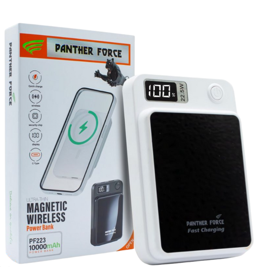 Panther Force MagSafe 10,000mAh Power Bank - PF223 || Fast Wireless & Wired Charging, Compact Portable Design, Device Safety Features, Slim & Durable Build